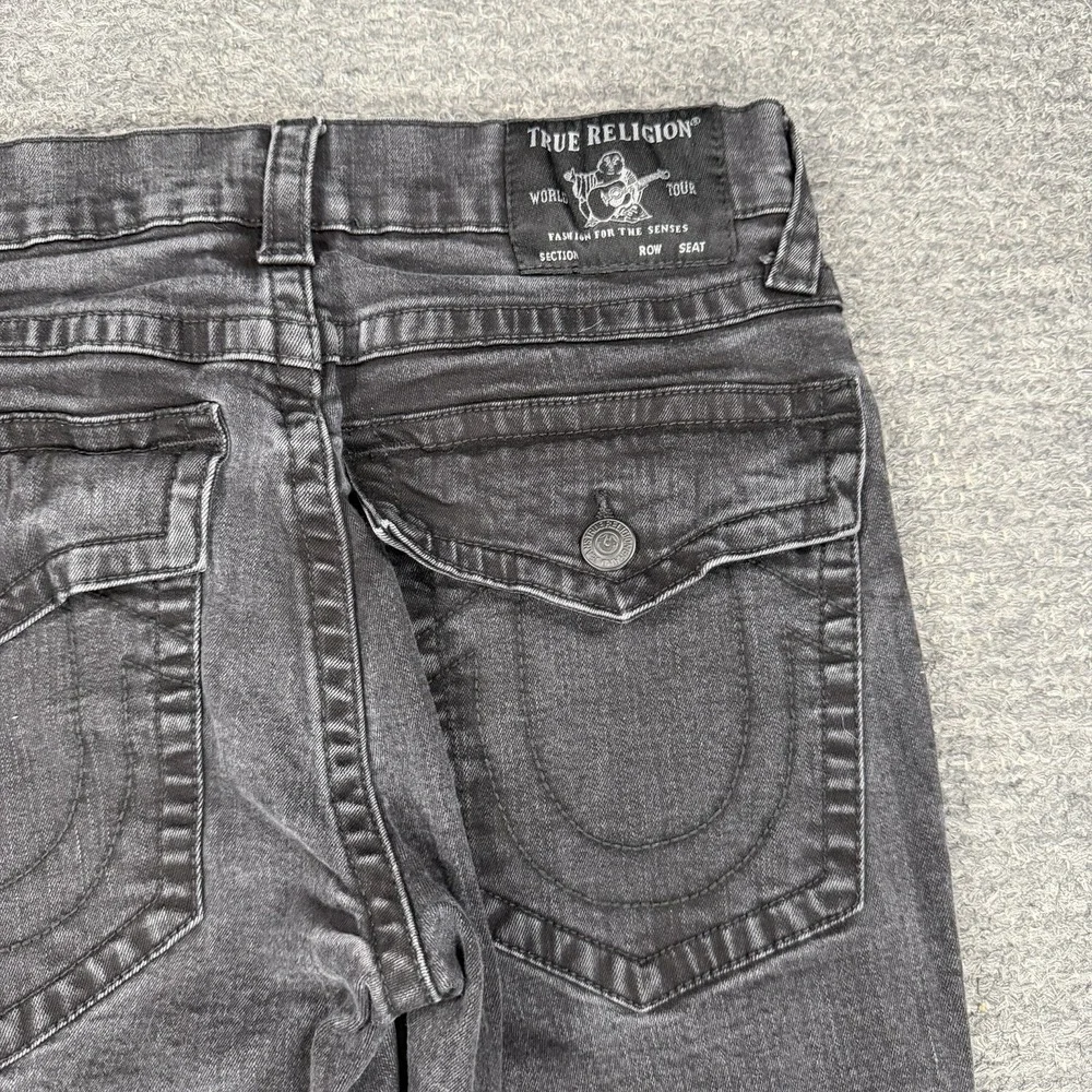 True Religion Ricky Jeans Mens 34x32 Black Flap Relaxed Straight Denim Stretch